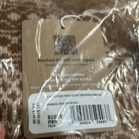 Patagonia Women's L Large Recycled Wool-Blend Crewneck Sweater Brown NWT Cozy - Picture 6 of 12